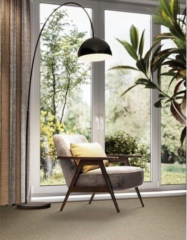 Riviera Home, Burford carpet in colour, desert sand setting the scene for good interior lighting.